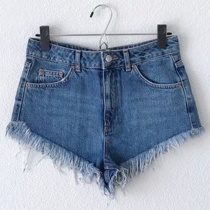 topshop kiri moto frayed hem shorts